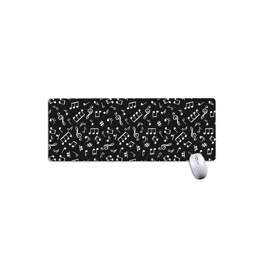 Black And White Music Note Pattern Print Extended Mouse Pad