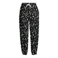 Black And White Music Note Pattern Print Fleece Lined Knit Pants