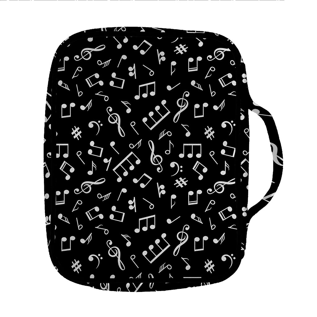 Black And White Music Note Pattern Print Front Pocket Bible Bag