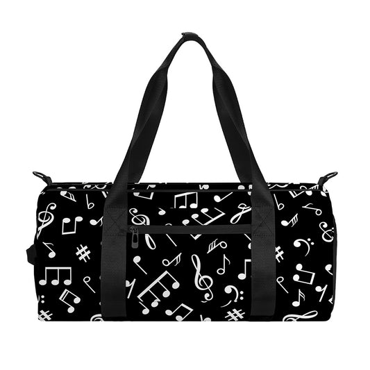 Black And White Music Note Pattern Print Gym Bag