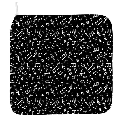 Black And White Music Note Pattern Print Hand Towel