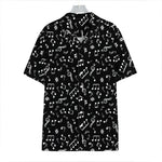 Black And White Music Note Pattern Print Hawaiian Shirt