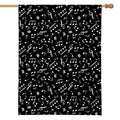 Black And White Music Note Pattern Print House Flag