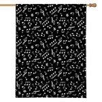 Black And White Music Note Pattern Print House Flag