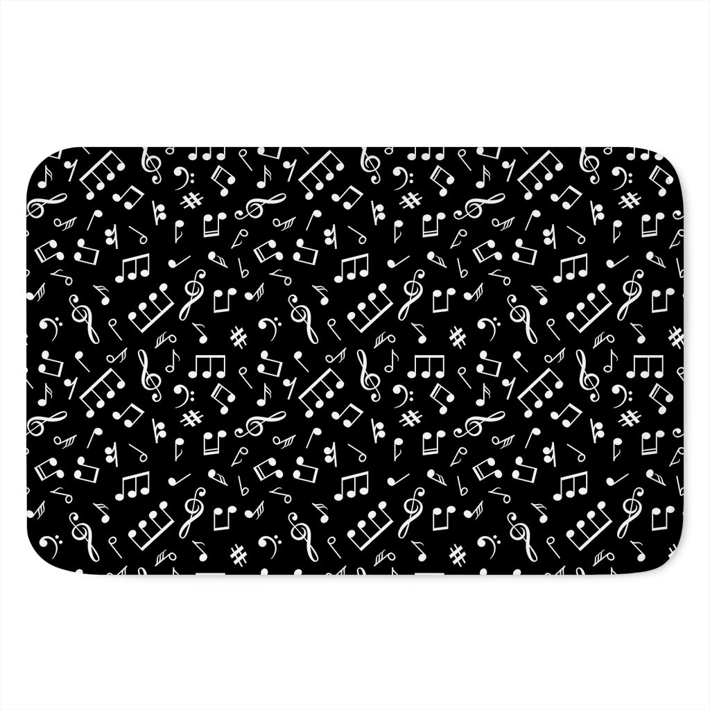 Black And White Music Note Pattern Print Indoor Door Mat