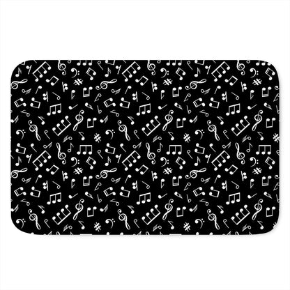 Black And White Music Note Pattern Print Indoor Door Mat