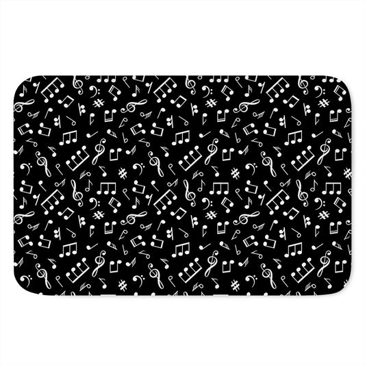 Black And White Music Note Pattern Print Indoor Door Mat