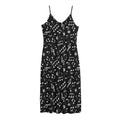 Black And White Music Note Pattern Print Jersey Midi Cami Dress