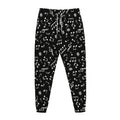 Black And White Music Note Pattern Print Jogger Pants