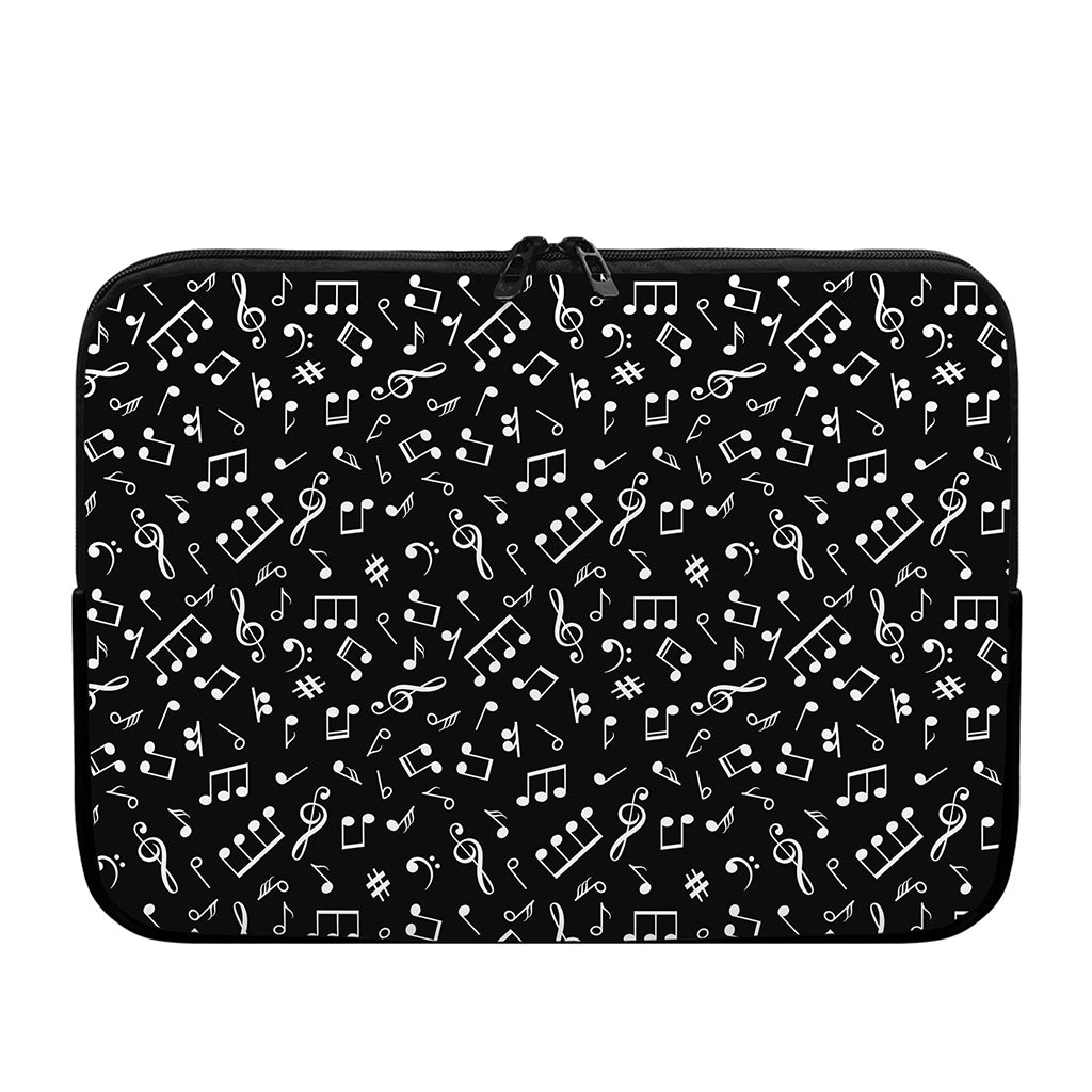 Black And White Music Note Pattern Print Laptop Sleeve