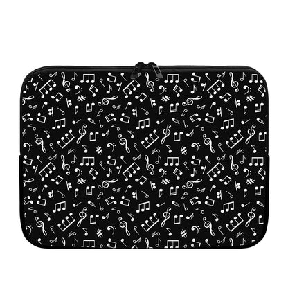 Black And White Music Note Pattern Print Laptop Sleeve