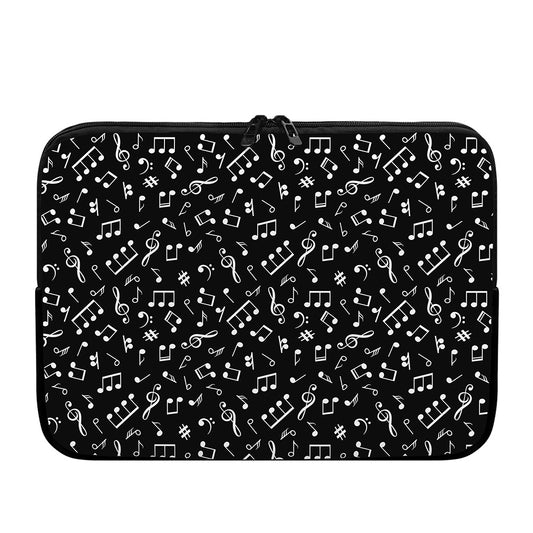 Black And White Music Note Pattern Print Laptop Sleeve