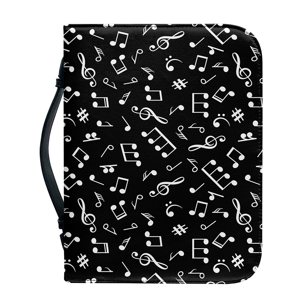 Black And White Music Note Pattern Print Leather Bible Cover