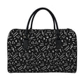 Black And White Music Note Pattern Print Leather Duffel Bag