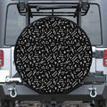 Black And White Music Note Pattern Print Leather Spare Tire Cover