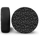 Black And White Music Note Pattern Print Leather Spare Tire Cover