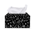Black And White Music Note Pattern Print Leather Tissue Box Cover