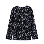 Black And White Music Note Pattern Print Long Sleeve Short Coat