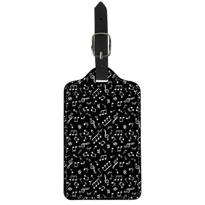 Black And White Music Note Pattern Print Luggage Tag