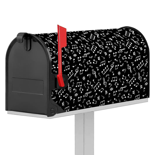 Black And White Music Note Pattern Print Mailbox Cover