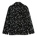 Black And White Music Note Pattern Print Men's Blazer