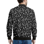 Black And White Music Note Pattern Print Men's Bomber Jacket