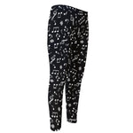 Black And White Music Note Pattern Print Men's Compression Pants