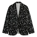 Black And White Music Note Pattern Print Men's Cotton Blazer