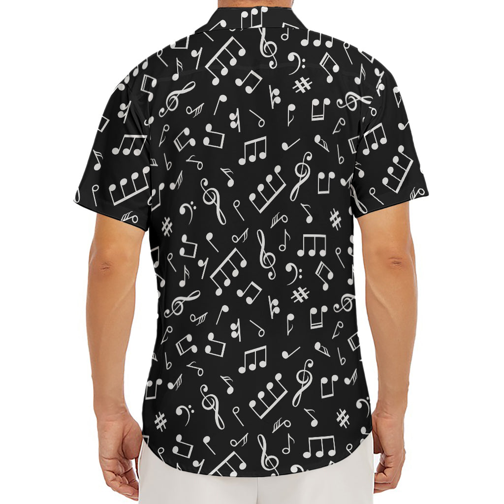 Black And White Music Note Pattern Print Men's Deep V-Neck Shirt