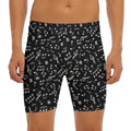 Black And White Music Note Pattern Print Men's Long Boxer Briefs