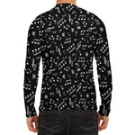 Black And White Music Note Pattern Print Men's Long Sleeve Rash Guard