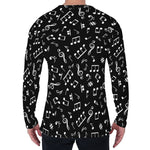 Black And White Music Note Pattern Print Men's Long Sleeve T-Shirt