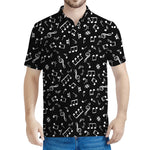 Black And White Music Note Pattern Print Men's Polo Shirt