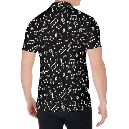 Black And White Music Note Pattern Print Men's Shirt