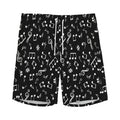 Black And White Music Note Pattern Print Men's Athletic Shorts