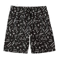 Black And White Music Note Pattern Print Men's Swim Trunks