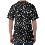 Black And White Music Note Pattern Print Men's Velvet T-Shirt