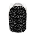 Black And White Music Note Pattern Print Mesh Laundry Hamper