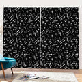 Black And White Music Note Pattern Print Pencil Pleat Curtains