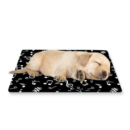 Black And White Music Note Pattern Print Pet Cooling Mat Cover