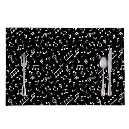 Black And White Music Note Pattern Print Placemat