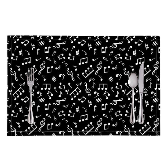 Black And White Music Note Pattern Print Placemat