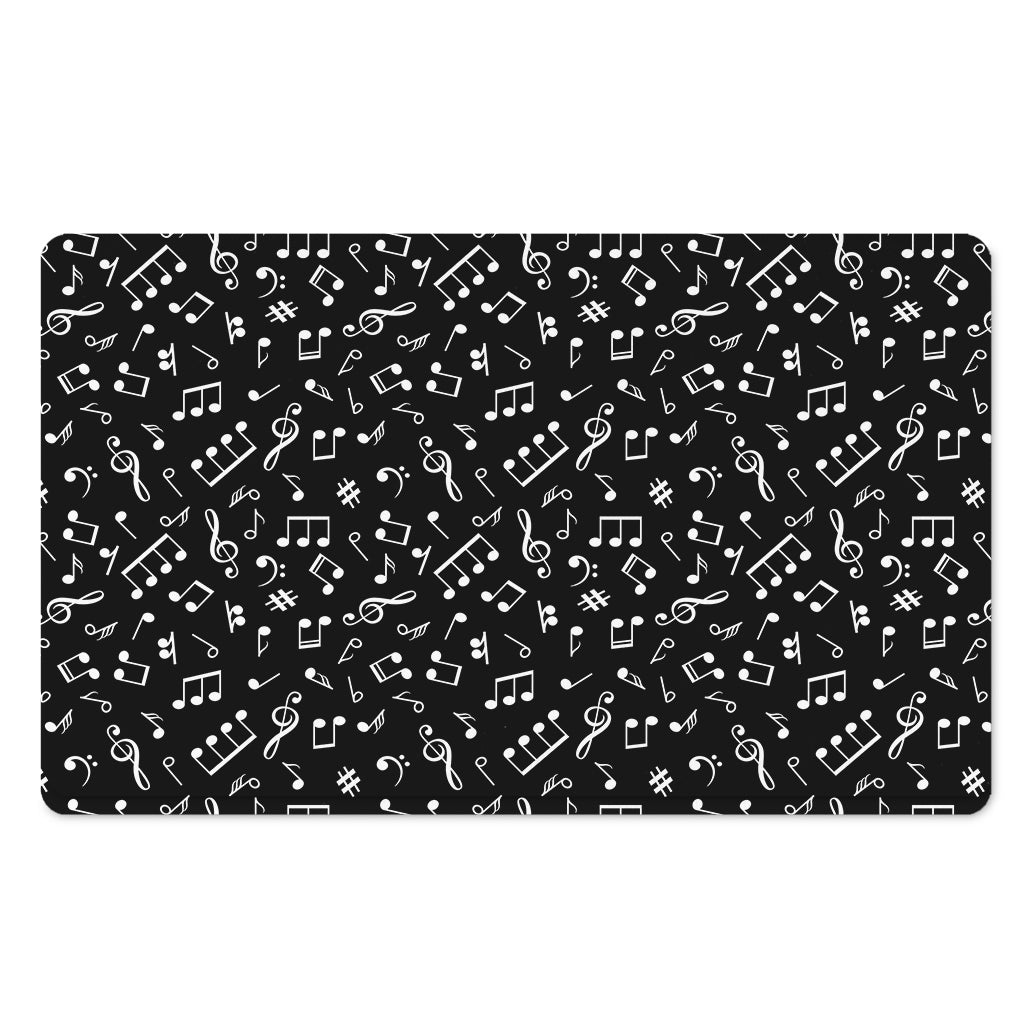 Black And White Music Note Pattern Print Polyester Doormat