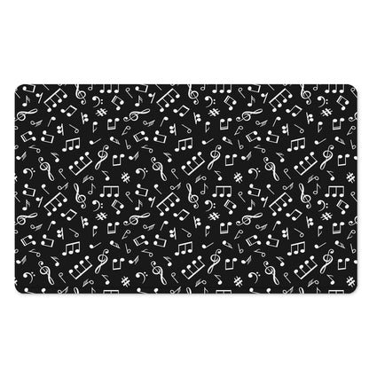 Black And White Music Note Pattern Print Polyester Doormat