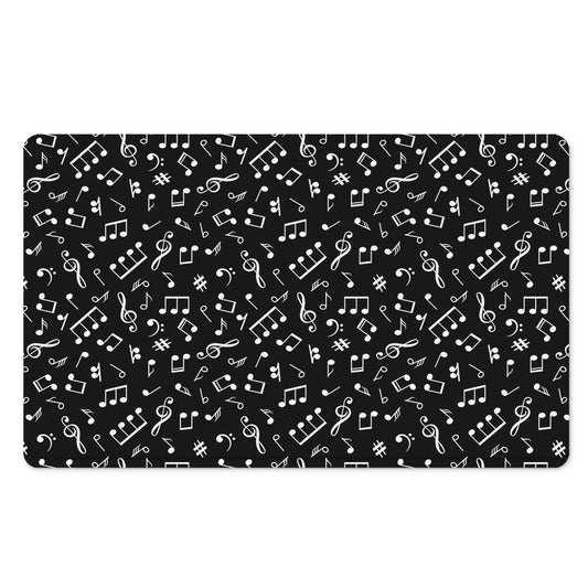 Black And White Music Note Pattern Print Polyester Doormat