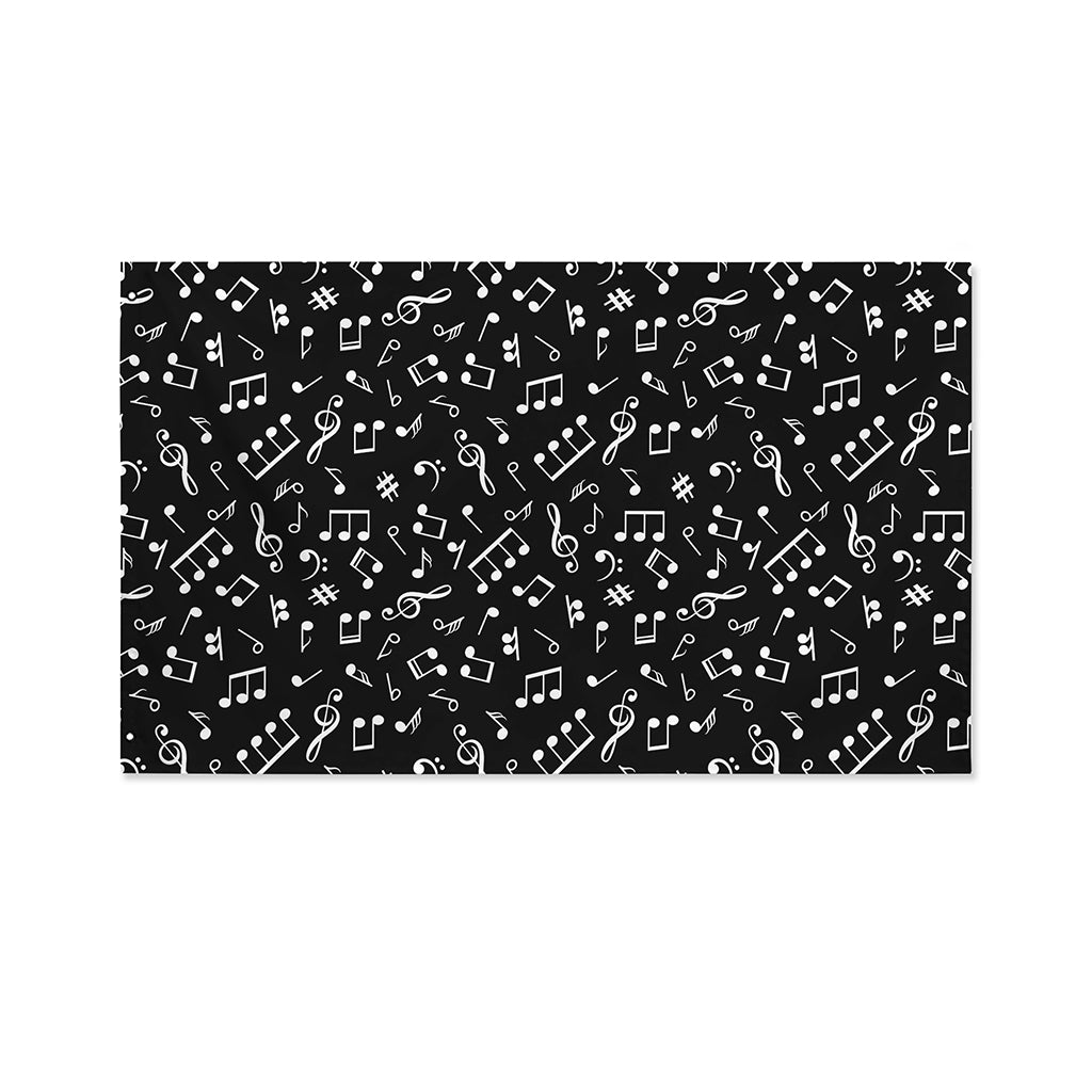 Black And White Music Note Pattern Print Polyester Flag