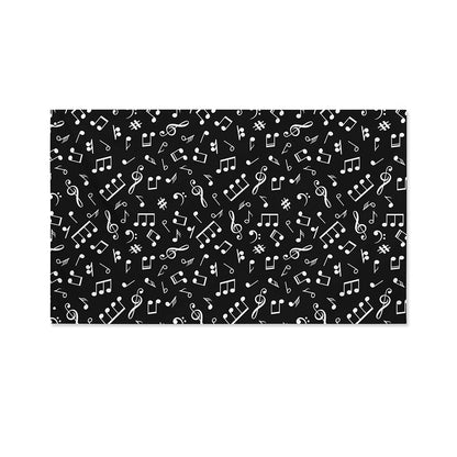 Black And White Music Note Pattern Print Polyester Flag