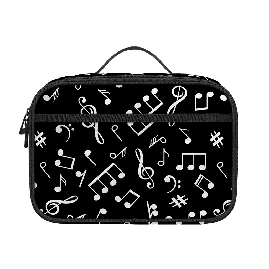 Black And White Music Note Pattern Print Portable Lunch Bag