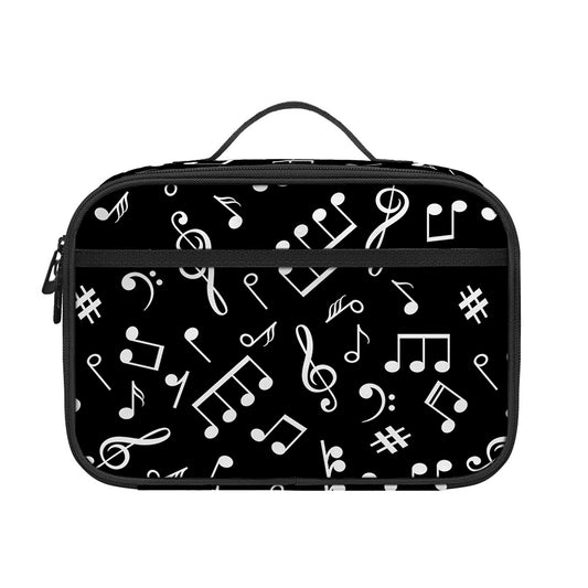 Black And White Music Note Pattern Print Portable Lunch Bag
