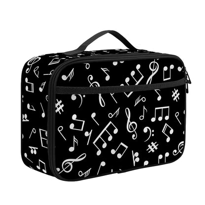 Black And White Music Note Pattern Print Portable Lunch Bag